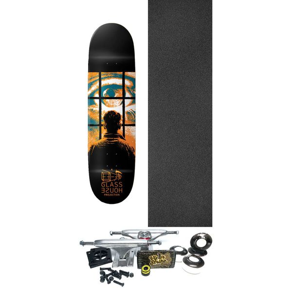 Glass House Skateboards Eye Witness Black / Orange Skateboard Deck - 8.5" x 32.125" - Complete Skateboard Bundle